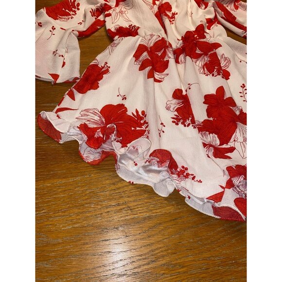 Baby Floral Off-Shoulder Romper With Bell Sleeves - Picture 4 of 7